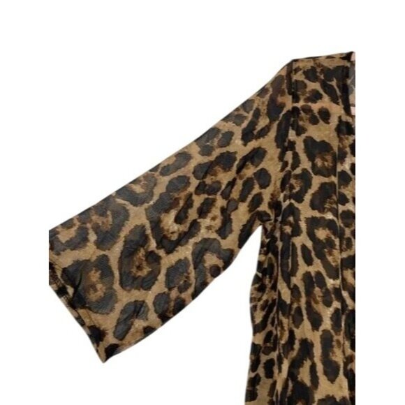 NEW Cover Up Animal Print Leopard Swim Tie Waist Kimono Duster Beach Sheer Flowy - Picture 8 of 10